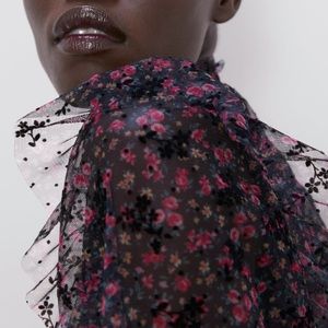 Zara Floral Print Blouse with Ruffles